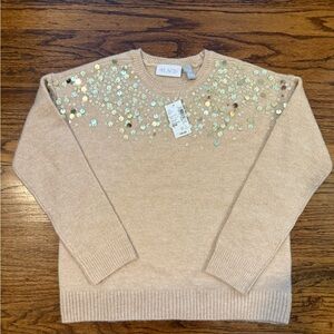 The Children's Place Light Tan Sweater with Sparkling Sequins